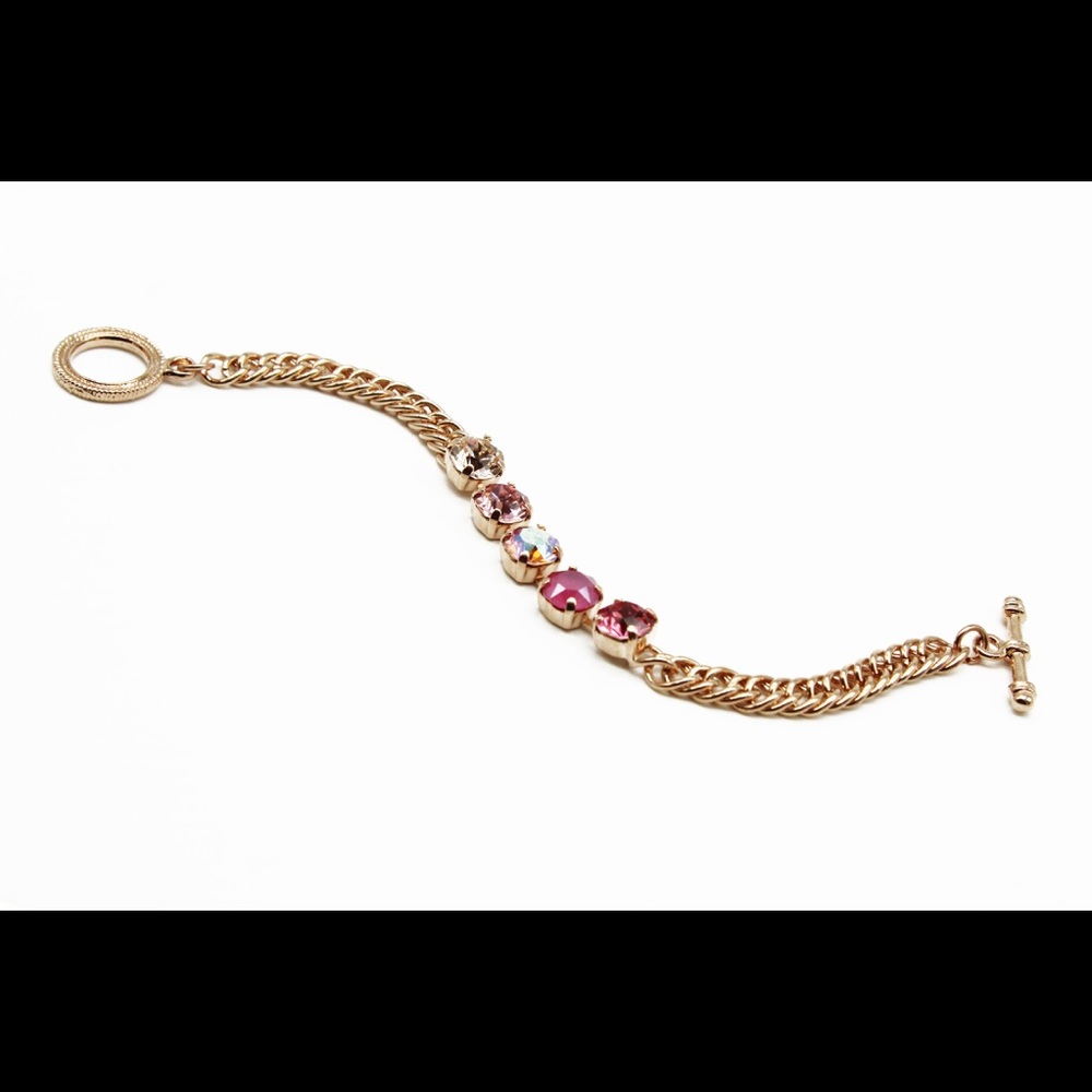 Rose gold Pink Swarovski elements bracelet - Picture 2 of 4